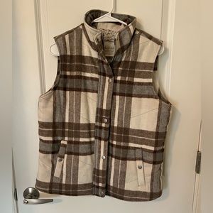 Altar'd State Brown and Cream Plaid Vest